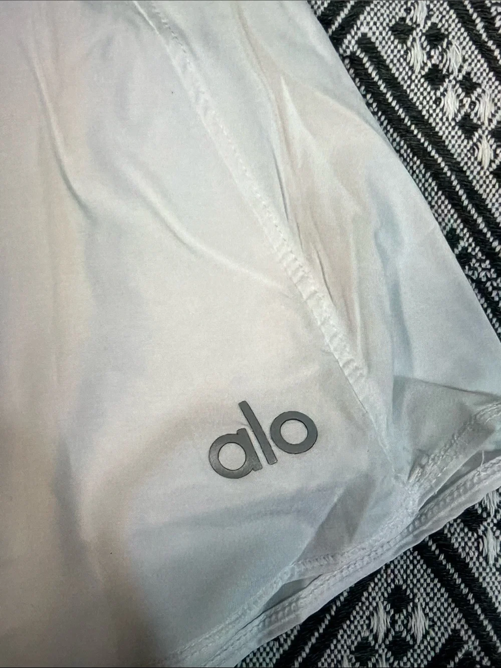 ALO Yoga White Mini Skirt with Black Waistband